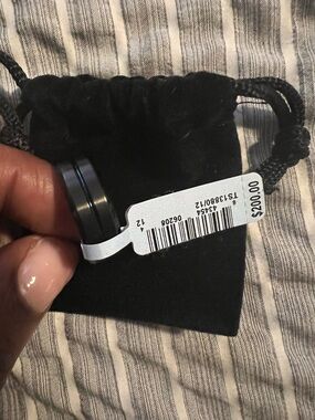 Men’s Black Tungsten Ring Blue Stripe Size 12 Wedding Band